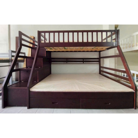 EU192 - Eps : Giường 2 Tầng, 2 Hộc Kéo + Cầu Thang Đảo Chiều, Giá Sách - Trên 1m / Dưới 1m4